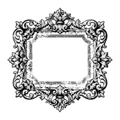 Ornate Square Frame Engraving Vector Illustration