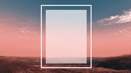 Empty frame, vibrant sunset landscape