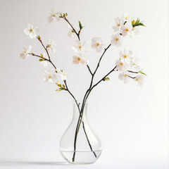 Elegant cherry blossoms in a glass vase.