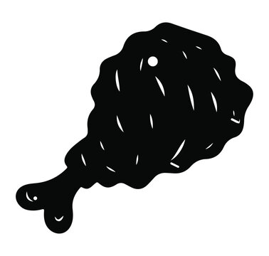 friend chicken leg vector black and white, food icon