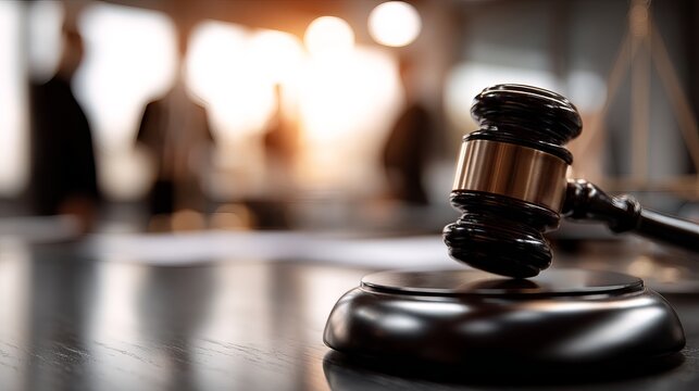 Symbolic gavel and scales of justice evoke legal proceedings, court decisions, and the pursuit of fairness in a professional setting.