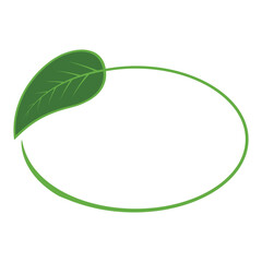 Green Leaf with Open Oval frame banner Eco Symbol, eco friendly emblem