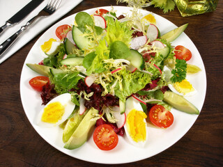 Fresh Chef Salad with Eggs, Ham, Chesse and Avocado