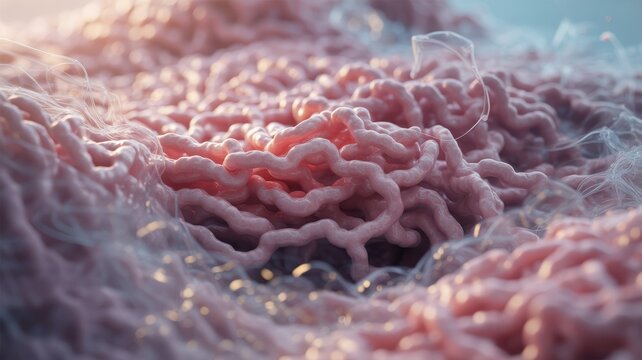 Realistic Molecular Illustration of Collagen in Human Tissue
