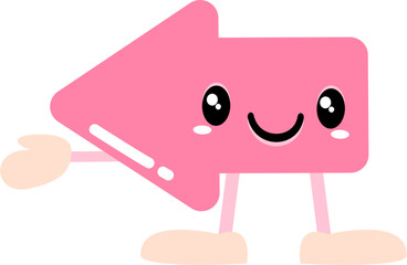 A cartoon arrow pointing sideways with a cute expression