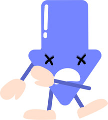 Downward arrow cartoon with a cute expression
