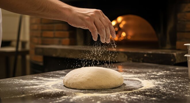 Pizza Dough Flour Sprinkle Fresh Ingredient Delicious Restaurant - Powered by Adobe