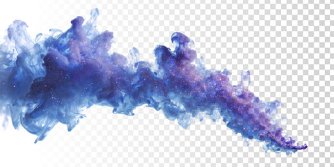 Vector purple and blue smoke plume isolated on the transparent background.