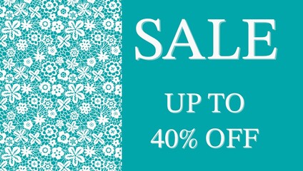 Sale Up To 40% Off: Fresh Teal and White Floral Lace