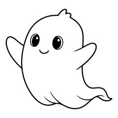 Fototapeta premium Cute ghost isolated on white background for halloween celebration design