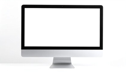 Fototapeta premium Modern computer monitor mockup with blank white screen. Isolated on white background