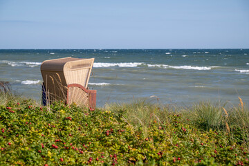 Strandkorb an der Eckernf&ouml;rder Bucht, Schleswig-Holstein, Deutschland