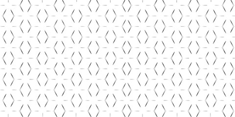 Fototapeta premium Seamless pattern of repeating geometric shapes, resembling diamonds and lines, on a white background.