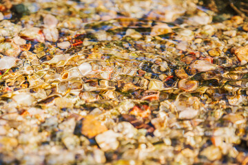  秋の川　清流の流れのアップ96