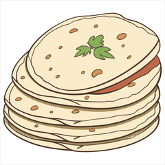 Stack of tortillas with filling and garnish