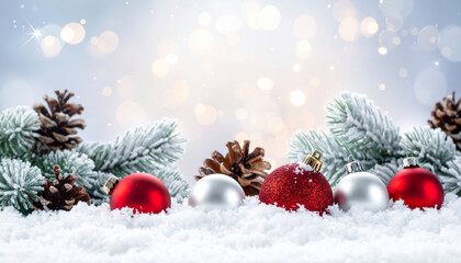 Obraz premium Christmas Ornaments and Snow