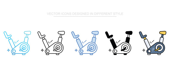 Stationary Bike icon set multiple style collection