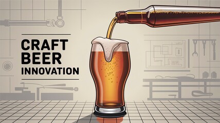 Craft Beer Innovation with Pint Glass and Bottle in Brewery Setting