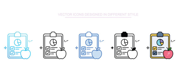 Eating Plan icon set multiple style collection