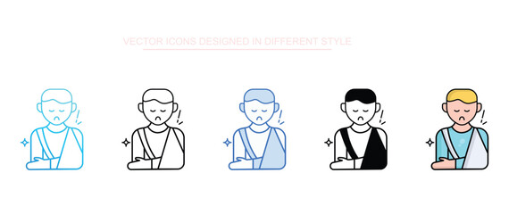 Injury icon set multiple style collection