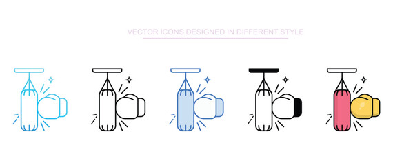 Punching Bag icon set multiple style collection
