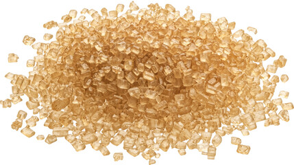Pile of cane sugar isolated, top view