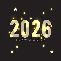 New Year 2026 with lights and stars.Vector illustration.