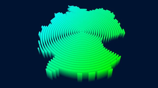 Germany map isometric animation of neon circle lines