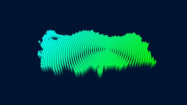 Turkey map isometric animation of neon circle lines