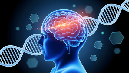 Unlock human potential with vibrant DNA brain artwork neuroscience presentations or marketing campaigns highlighting cognitive health and innovation