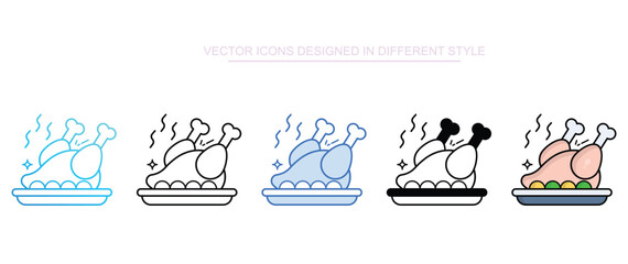 Roast icon set multiple style collection