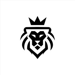 Lion logo design with a crown, representing strength and royalty.