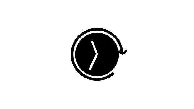 Simple black clock silhouette with two hands on white background symbolizing time for modern and clean design use. Black Silhouette of a Simple Clock Icon with Two Hands on a White Background time