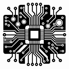 Circuit boards vector clean black silhouette design white background