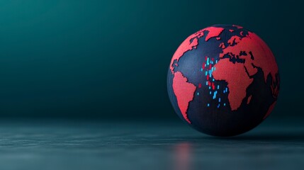 Fototapeta premium Abstract Spherical Globe Design with Overlay Elements Representing Economy and Global Connectivity