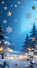 blue christmas background with stars
