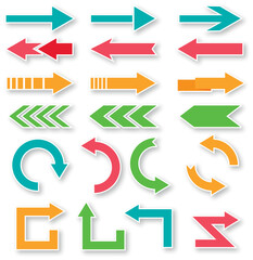 Colorful Arrow Collection Set for Modern Directional Signage and Interface Design Navigation Elements on White Background
