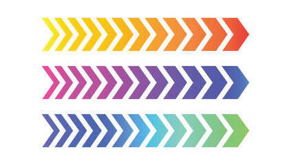 Obraz premium Colorful Gradient Arrows Pointing Right in a Row Graphic Design Element for Presentation or Decoration