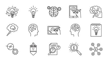 Set of creative idea icons thin line vector illustration for business and design isolated 