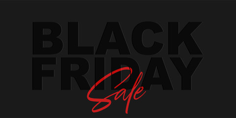 Black Friday Sale banner with minimal text design in red and black