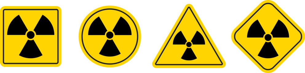 Obraz premium Radiation icon set. Nuclear icons. warning of dangerous radiation. Radiology icon emblem. ionizing radio in circle 