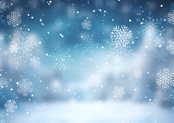 Christmas winter background with snowy overlay on defocussed landscape 