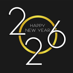 Happy New Year background with white and gold modern text design
