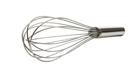 Essential Stainless Steel Wire Whisk, a Modern Kitchen Utensil for Baking and Cooking, Isolated on a Clean White Background