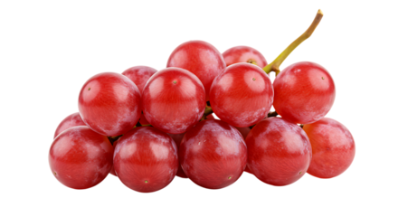 A fresh and juicy bunch of ripe red globe grapes isolated on a clean white background
