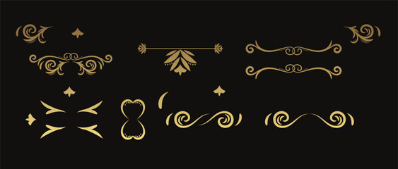 Swirl ornament stroke. Ornamental curls, swirls divider and filigree ornaments vector illustration set