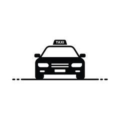 Black silhouette of a taxi cab with a light on top