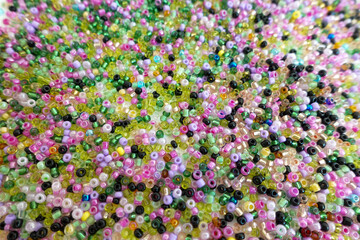 Colorful Tiny Glass Beads Background for Craft and Design