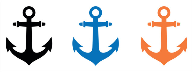 Vector illustration of a ship anchor icon symbolizing strength and stability at sea. Ideal for marine, sailing, and nautical branding or logo design.