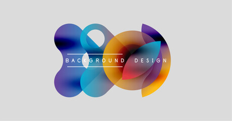 Abstract colorful shapes overlap, creating dynamic visual effect. Text reads background design centered within composition. Simple, modern aesthetic.